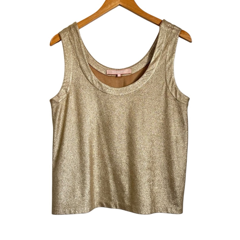 Valerie Khalfon Womens Faux Suede Tank Top Sz 40 US Large Metallic Gold